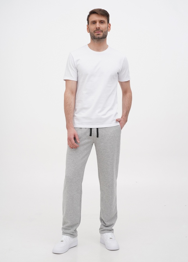 Трикотажные штаны с прямим низом, Серый меланж, L/XL