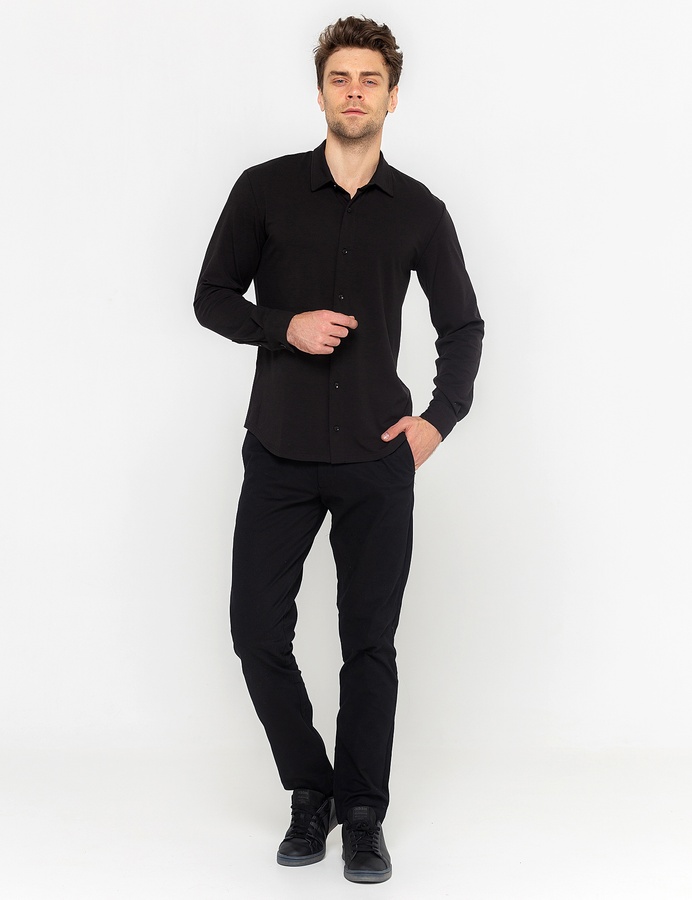Рубашка трикотажная - Tencel, Черный, XL