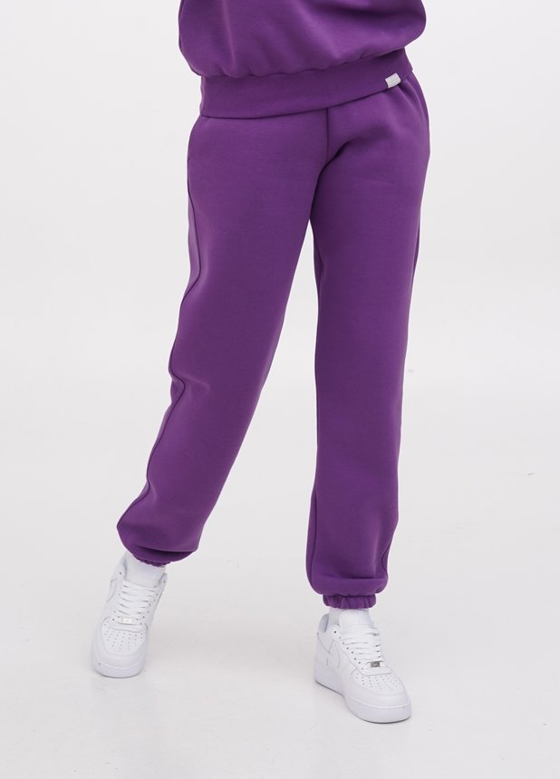 Трикотажные штаны на флисе с резинкой, Фиолетовый, S
