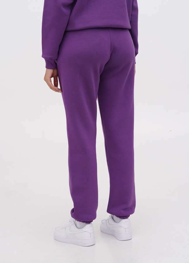 Трикотажные штаны на флисе с резинкой, Фиолетовый, S