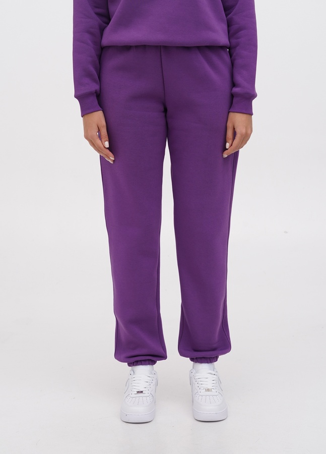 Трикотажні штани на флісі з резинкою, Фіолетовий, S