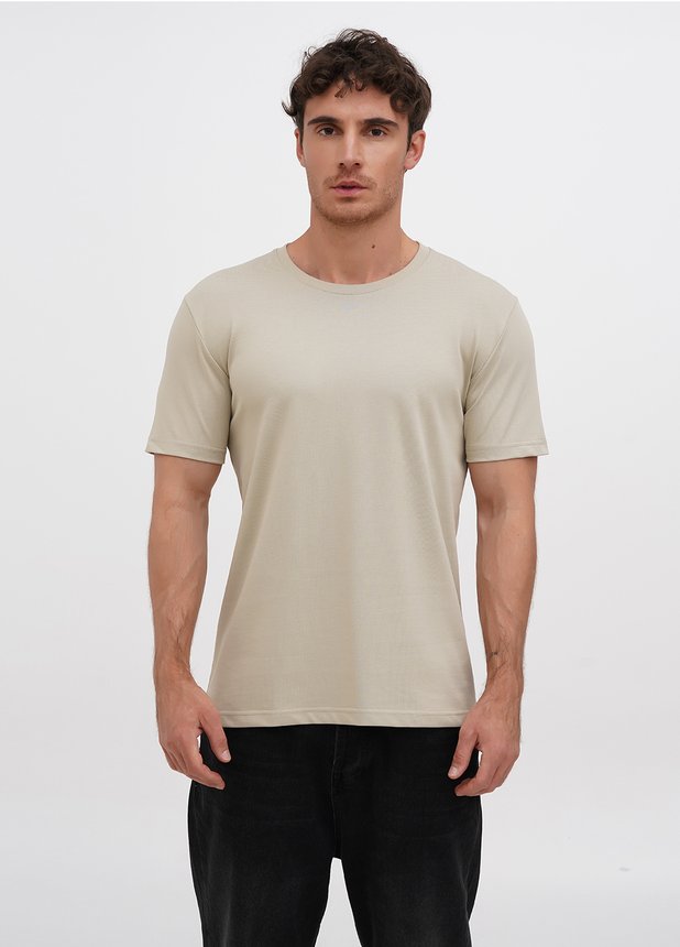 Базова футболка з надщільної бавовни, Сіра-олива, S