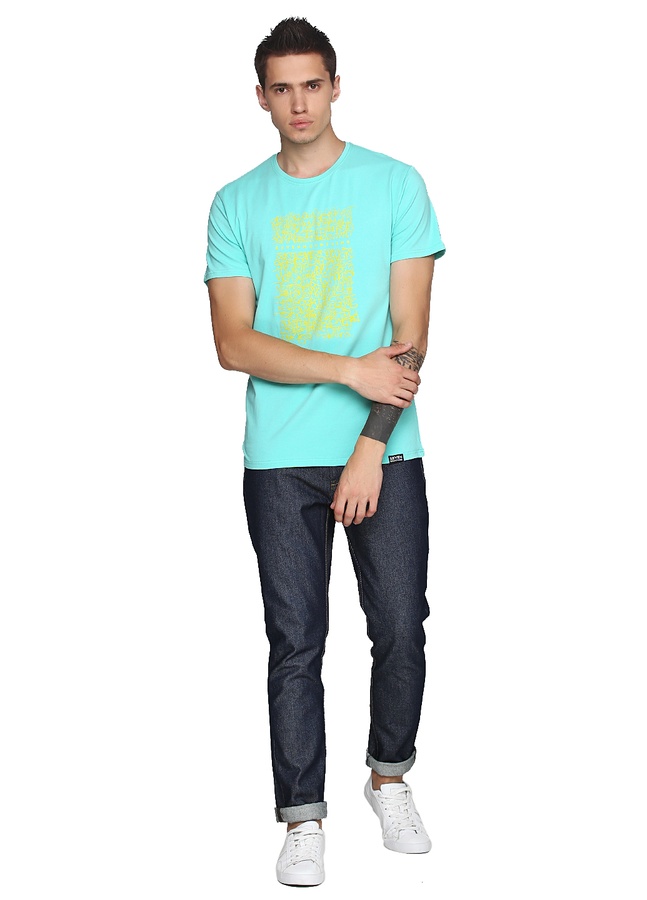 Graffity Wall Lime T-Shirt / Coral, Lime-Mint, L