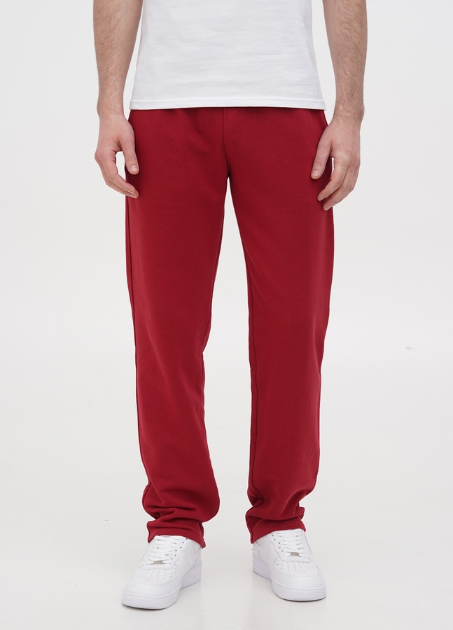Трикотажные штаны с прямим низом, Бордовый, 2XL/3XL