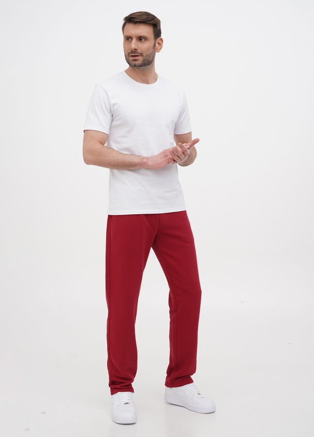 Трикотажные штаны с прямим низом, Бордовый, L/XL
