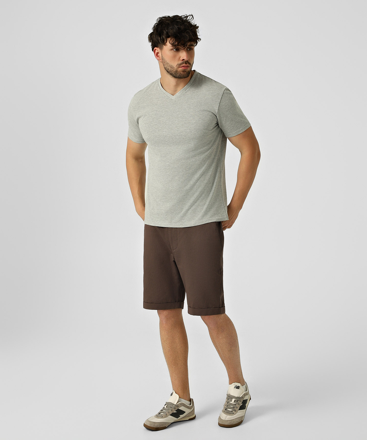 T-shirt V-neck Cotton, Grey melange, S