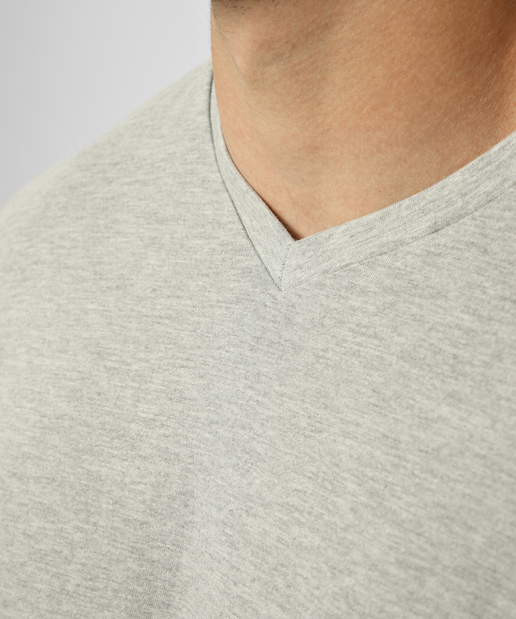 T-shirt V-neck Cotton, Grey melange, S