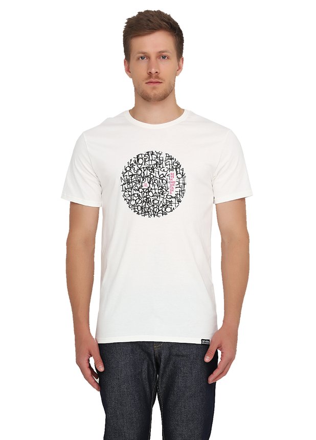 Pattern Circle Black T-Shirt , Білий, L
