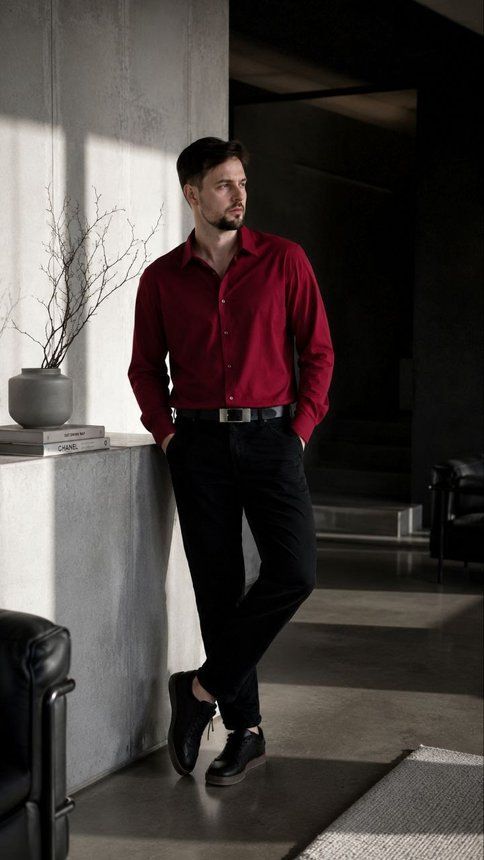 Сорочка трикотажна - Tencel, Бордовий, 3XL