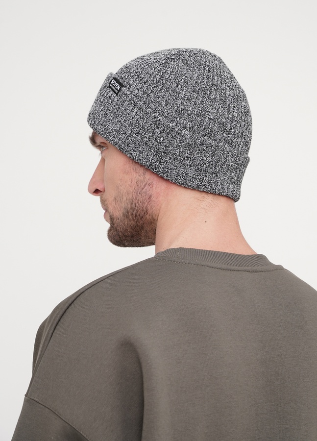 Зимова шапка підвищенної щільності, Сірий меланж-Чорний, one size