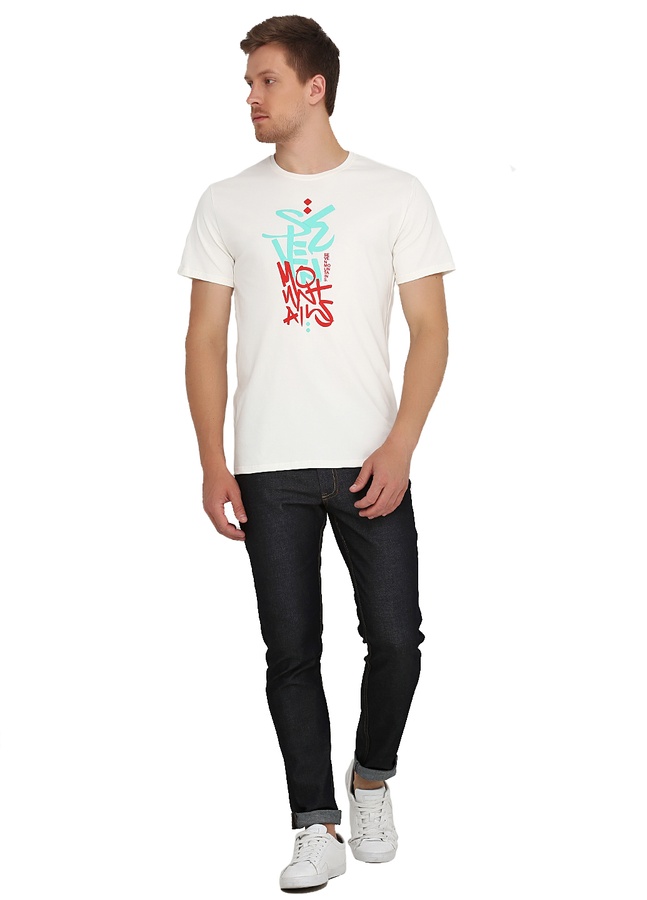 Bold Plain Whhite T-Shirt/Coral, Молочний, S