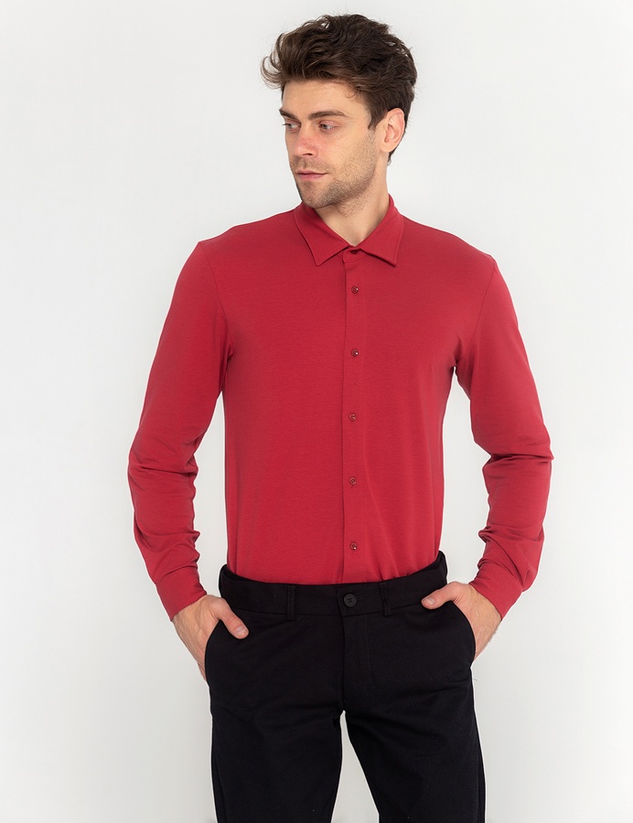 Рубашка трикотажная - Tencel, Бордовый, L