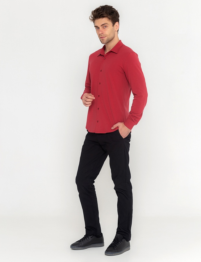 Рубашка трикотажная - Tencel, Бордовый, XL