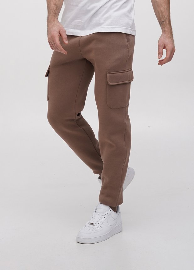 Трикотажні штани - карго на флісі , Візон, L/XL