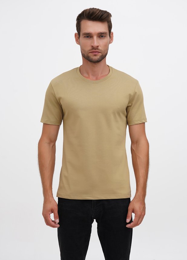 Базова футболка з надщільної бавовни, Оливковий, XL