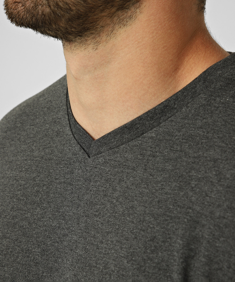 Футболка V-neck з бавовни, Антрацит, S