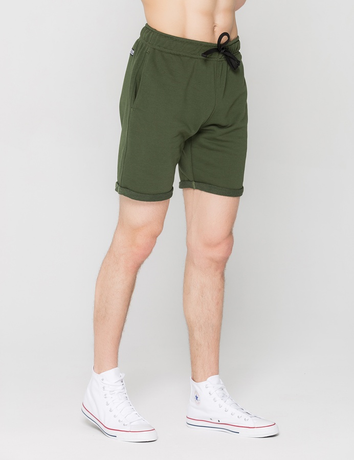Трикотажные шорты с подворотом, Зелёный, S/M