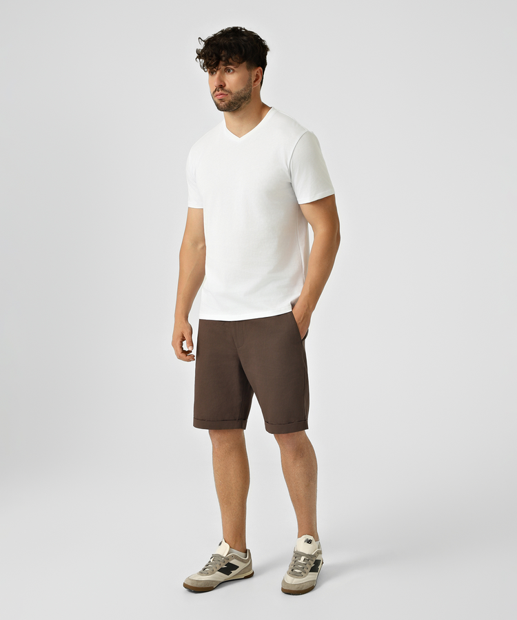 Футболка V-neck с хлопка, Белый, 3XL