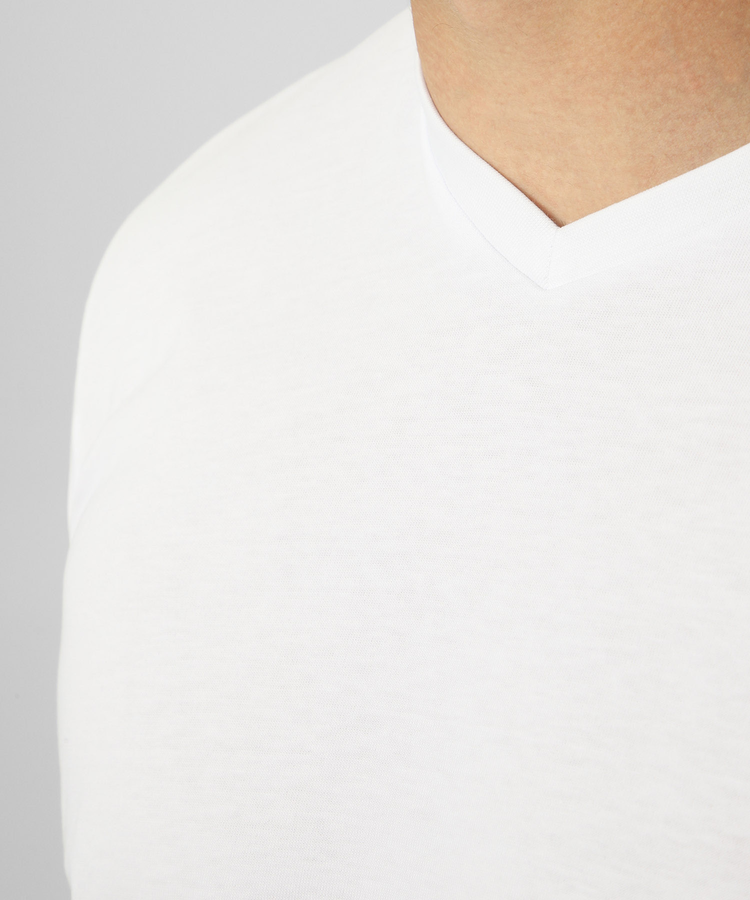 Футболка V-neck с хлопка, Белый, 3XL