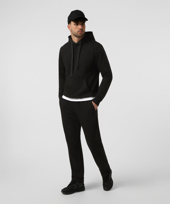 Basic  Hoodie Tracksuit, Black, L