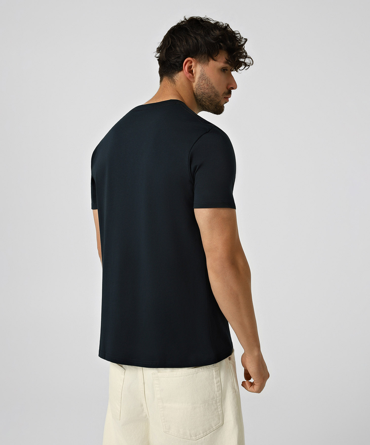 Футболка V-neck з бавовни, Темно-синій, XL