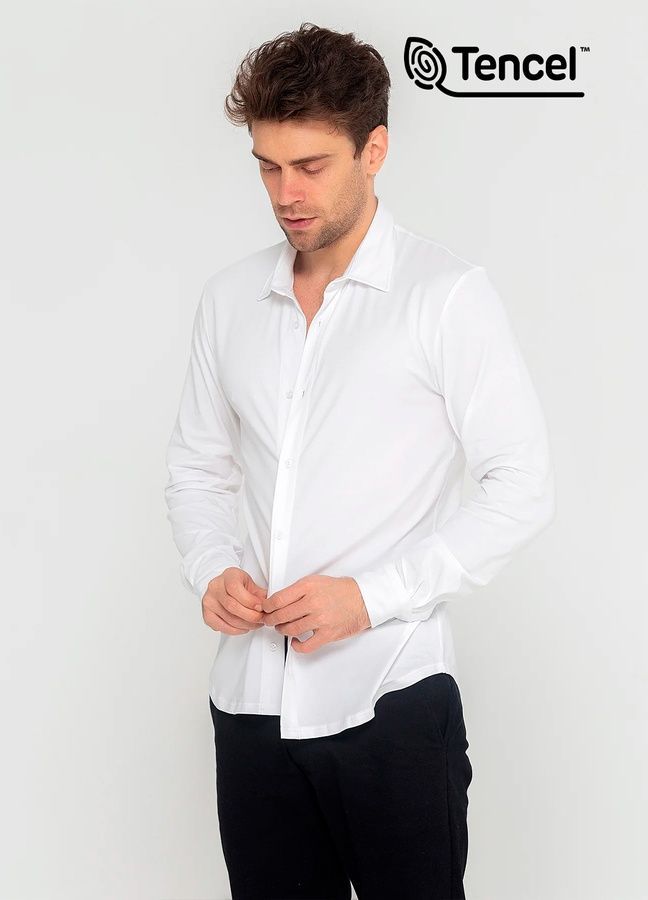 Рубашка трикотажная - Tencel, Белый, XXL