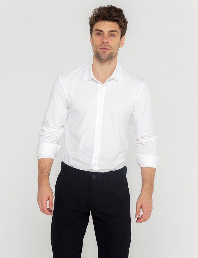 Рубашка трикотажная - Tencel, Белый, XXL