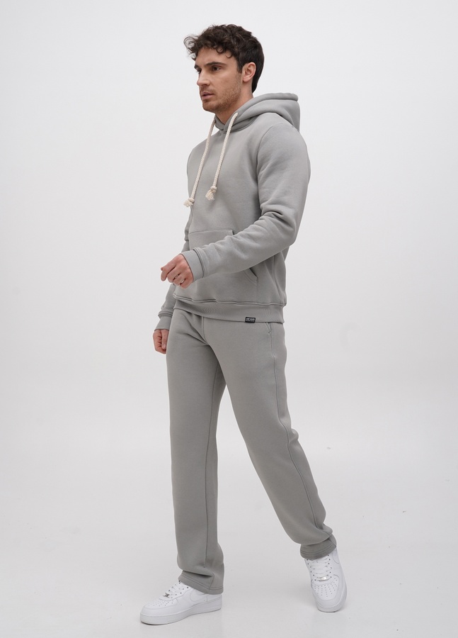 Трикотажные штаны  с прямым низом на флисе, Серый, L/XL
