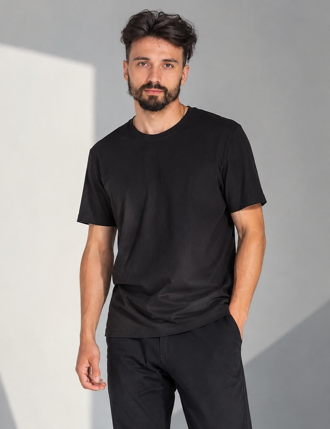 Футболка классическая - Tencel, Черный, L