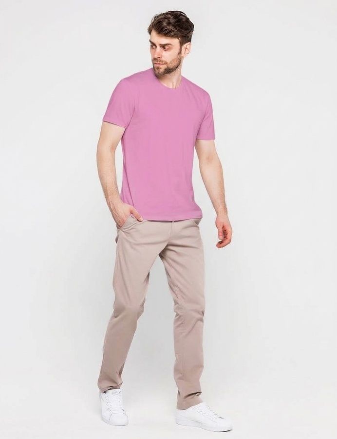 Basic cotton T-shirt, Pink, XL