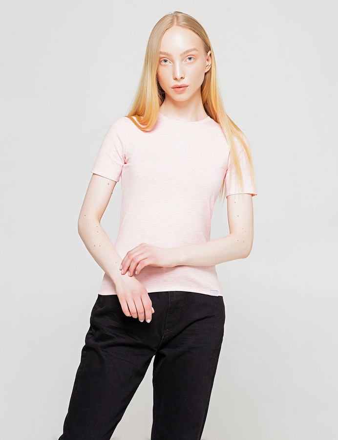Basic T-shirt EL, Розовый меланж, M