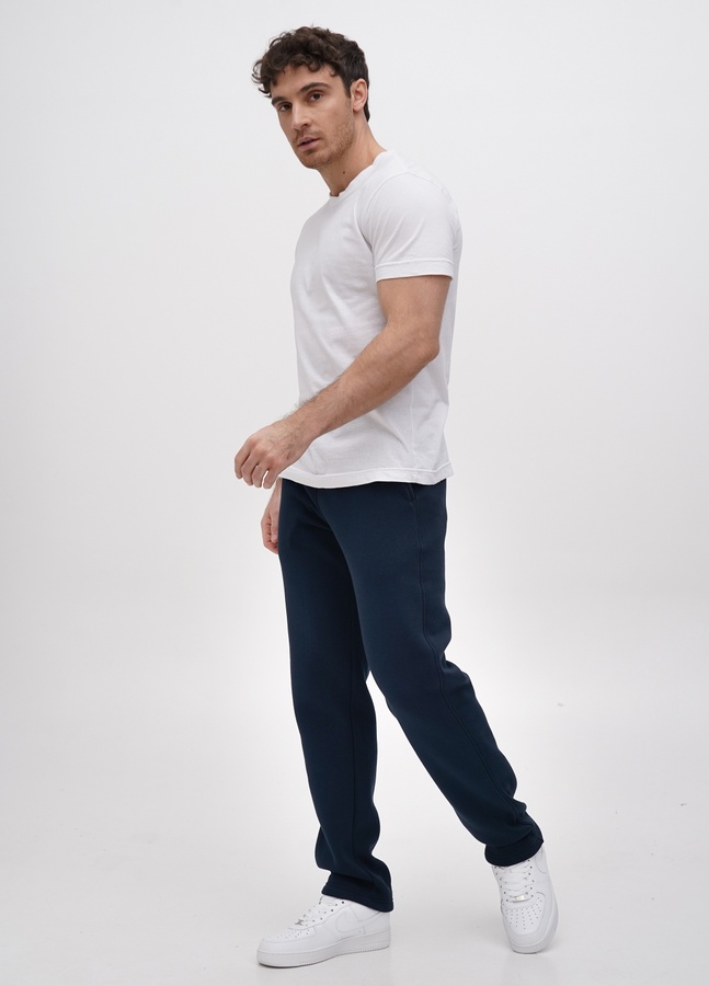Трикотажные штаны  с прямым низом на флисе, Темно-синий, L/XL